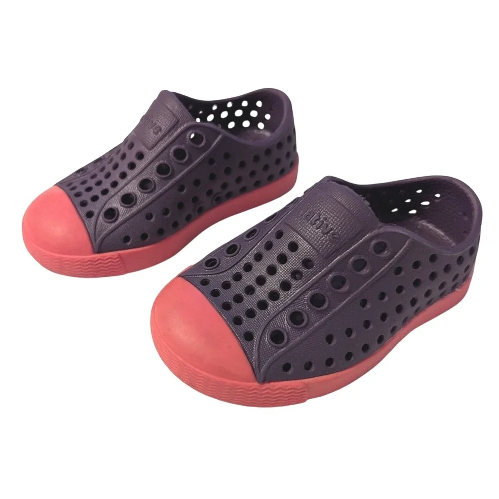 Native Jefferson Little Kids C4 Purple Pink Perforated EVA Slip-On Water Shoes